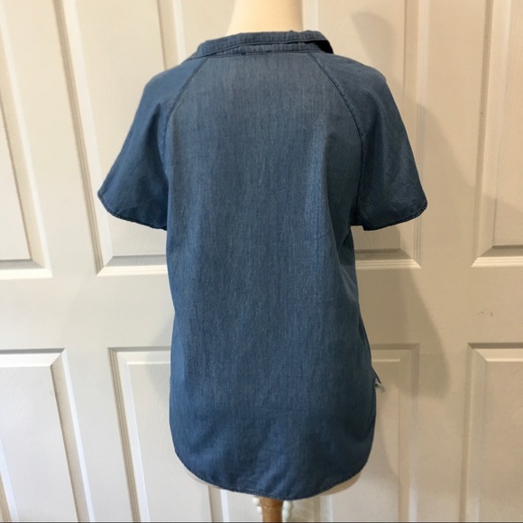 CHAMBRAY DENIM SAMPLE SZ M S/S TUNIC OVERSIZED TOP - Picture 2 of 8
